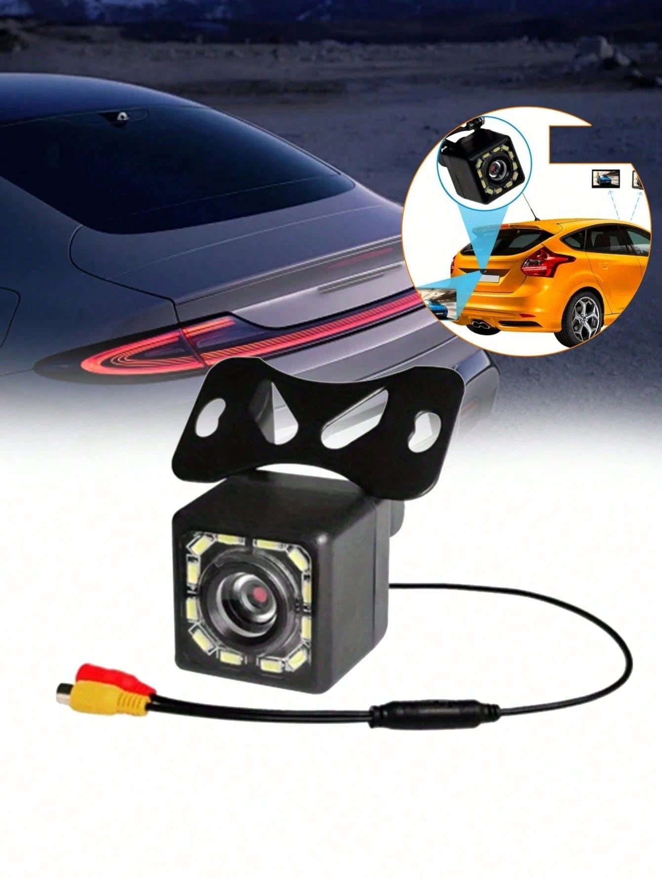 1pc Reversible Image Night Vision 12LED Automatic Camera High Definition CCD Automatic Front View Camera Wide Angle Car Rear View Backup Camera RV Reverse Parking Assist