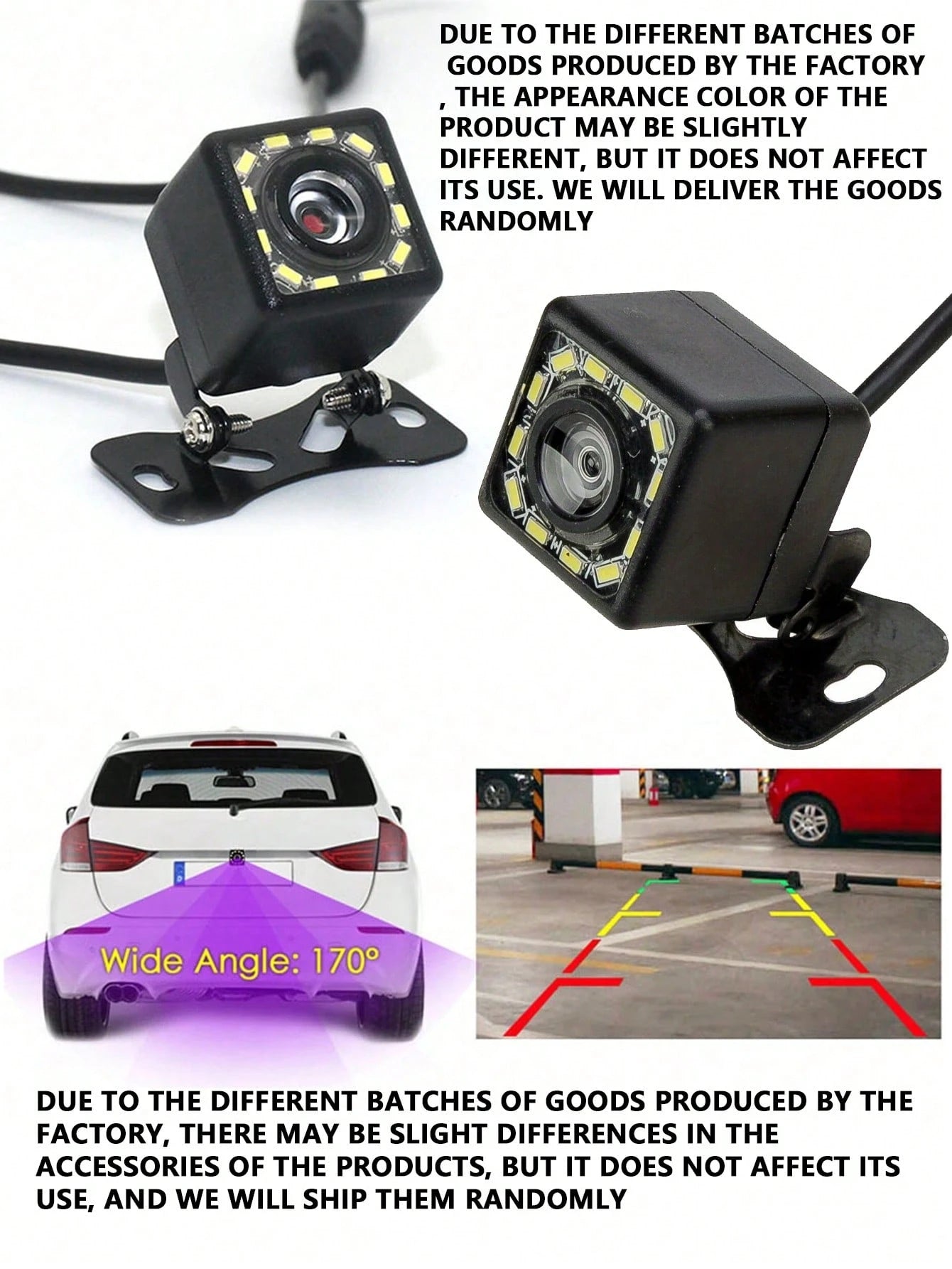 1pc Reversible Image Night Vision 12LED Automatic Camera High Definition CCD Automatic Front View Camera Wide Angle Car Rear View Backup Camera RV Reverse Parking Assist