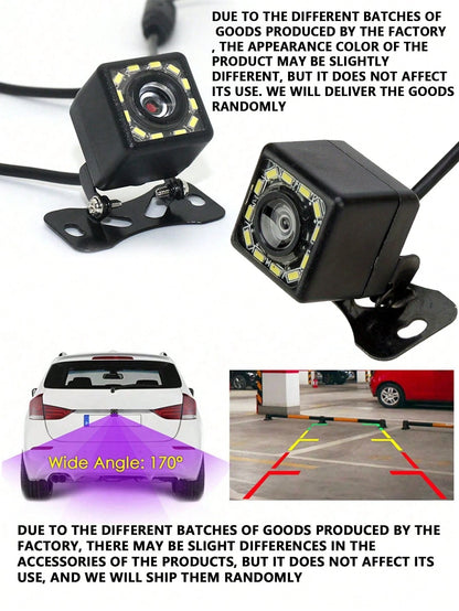 1pc Reversible Image Night Vision 12LED Automatic Camera High Definition CCD Automatic Front View Camera Wide Angle Car Rear View Backup Camera RV Reverse Parking Assist