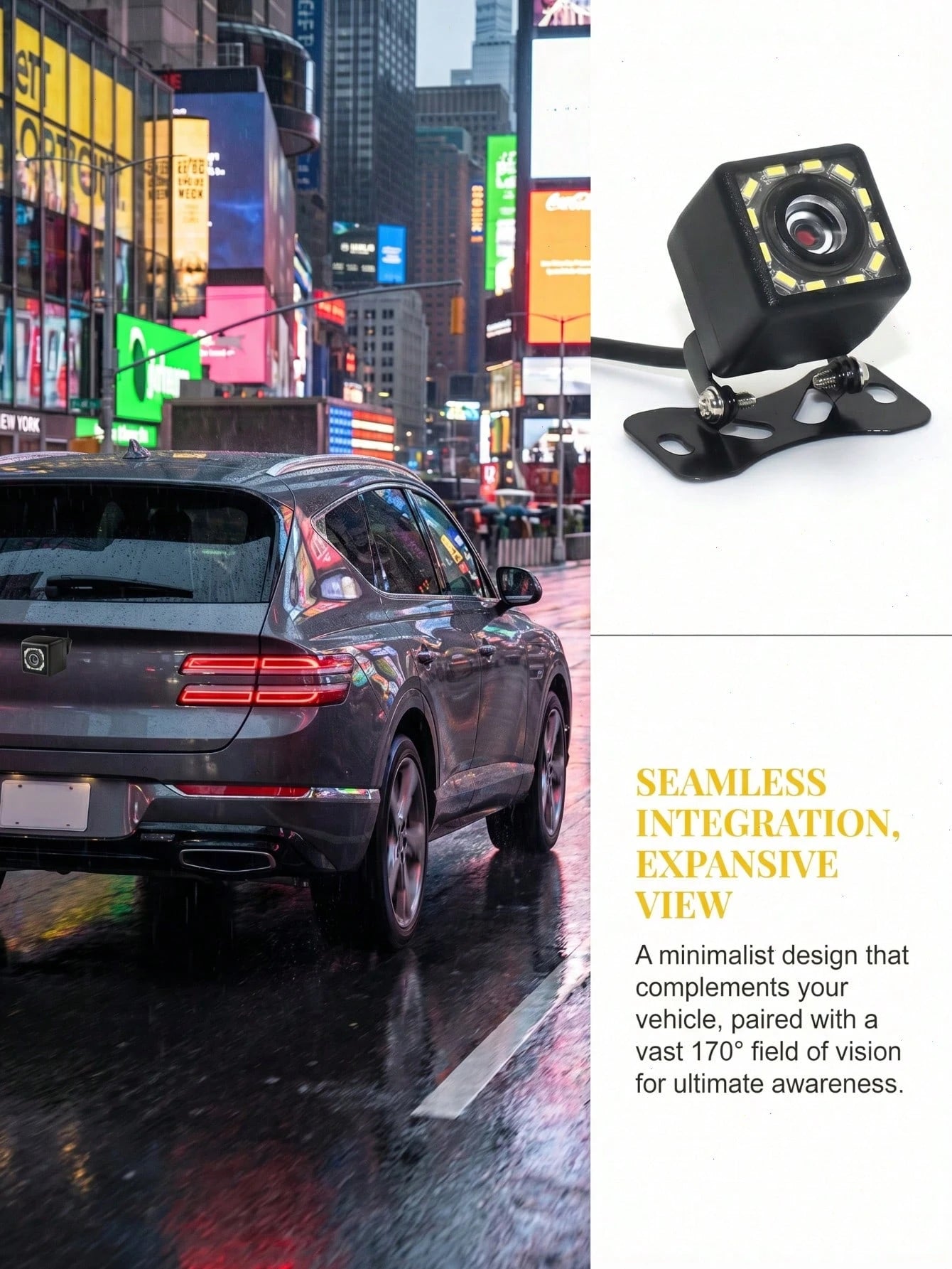 1pc Reversible Image Night Vision 12LED Automatic Camera High Definition CCD Automatic Front View Camera Wide Angle Car Rear View Backup Camera RV Reverse Parking Assist