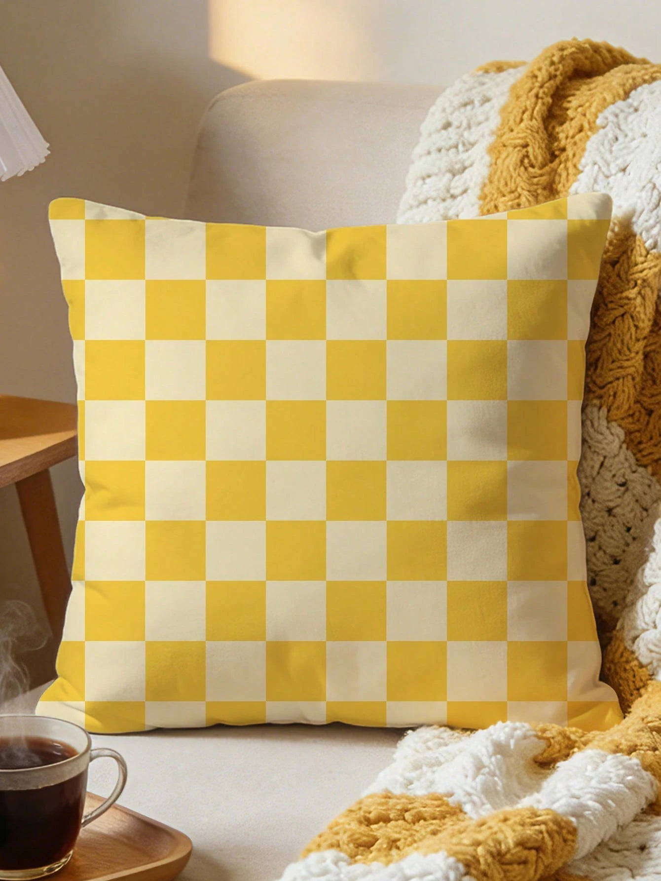 1pc Reversible Plaid Pink And Red Cushion Cover, Sofa Pillowcase With Hidden Zipper, Machine Washable, Perfect For Living Room, Bedroom Or Car Decor, Plaid Pattern, Durable Pillowcase, Pillow Insert N