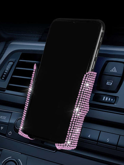 1pc Rhinestone Decor Car Air Outlet Phone Holder