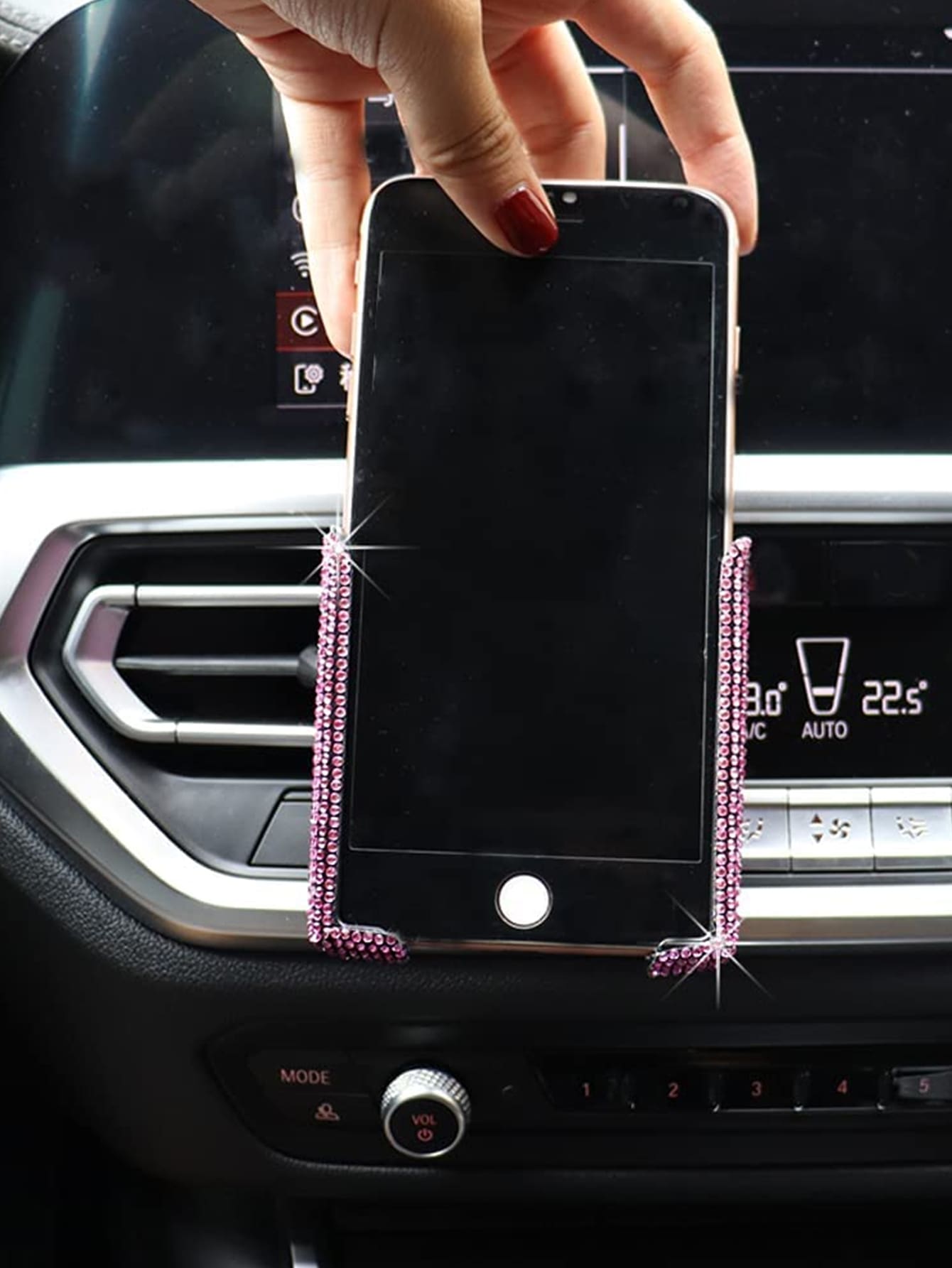 1pc Rhinestone Decor Car Air Outlet Phone Holder