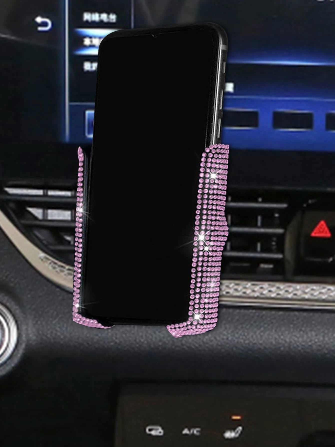 1pc Rhinestone Decor Car Air Outlet Phone Holder