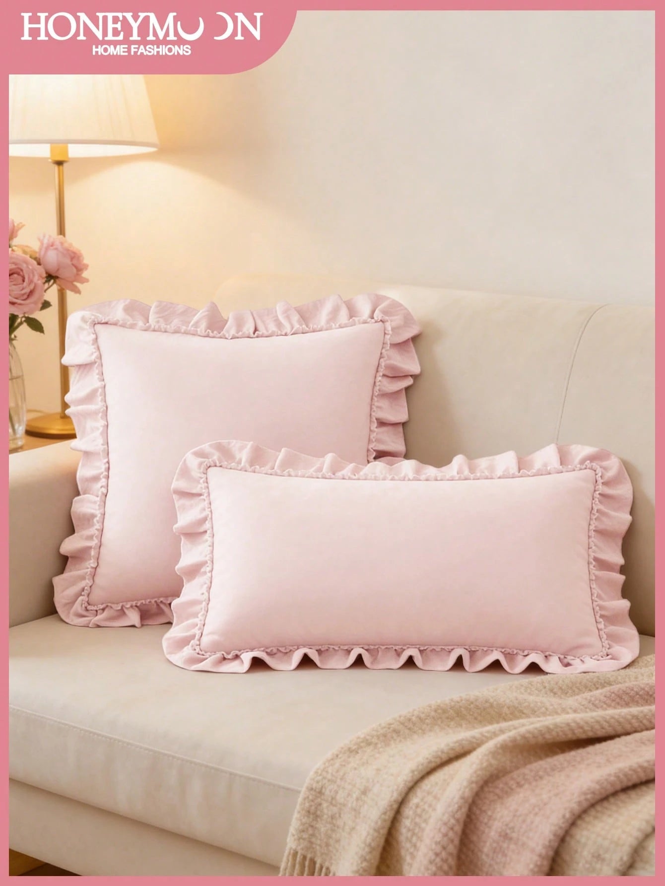1pc Romantic French Style Ruffle Quilted Envelope Pillowcase (Without Filling), Fashionable Romantic Decorative Throw Pillow Cover, Suitable For Bedroom/Dorm/Sofa/Bench, Gift For Loved Ones And Friend
