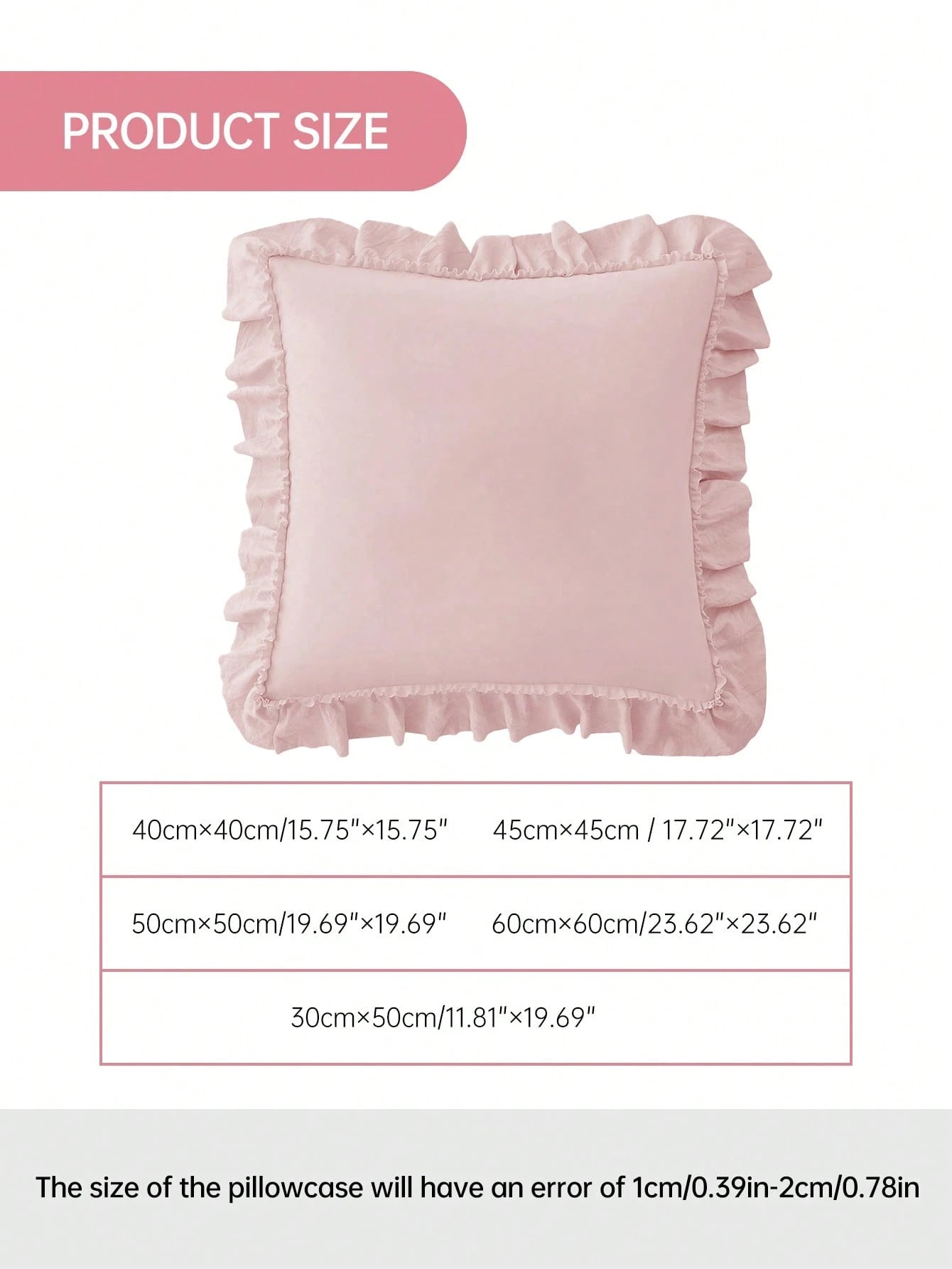 1pc Romantic French Style Ruffle Quilted Envelope Pillowcase (Without Filling), Fashionable Romantic Decorative Throw Pillow Cover, Suitable For Bedroom/Dorm/Sofa/Bench, Gift For Loved Ones And Friend