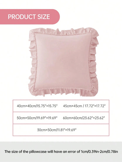 1pc Romantic French Style Ruffle Quilted Envelope Pillowcase (Without Filling), Fashionable Romantic Decorative Throw Pillow Cover, Suitable For Bedroom/Dorm/Sofa/Bench, Gift For Loved Ones And Friend