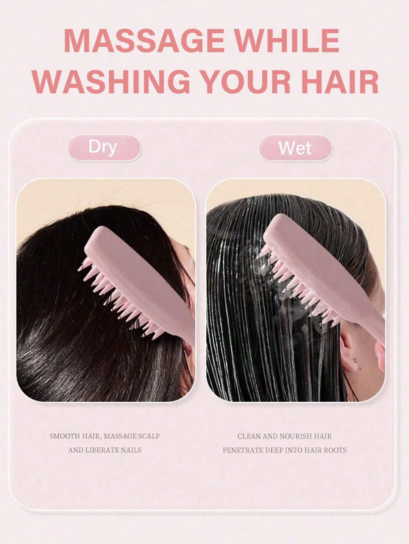 1pc Scalp Massager Shampoo Brush, Long Handle Silicone Hair Brush, For Hair Growth & Dandruff Removal, Suitable For Home Use, Hair Brush, Comb, Hairdressing Tools, Hairdressing Products And Accessorie