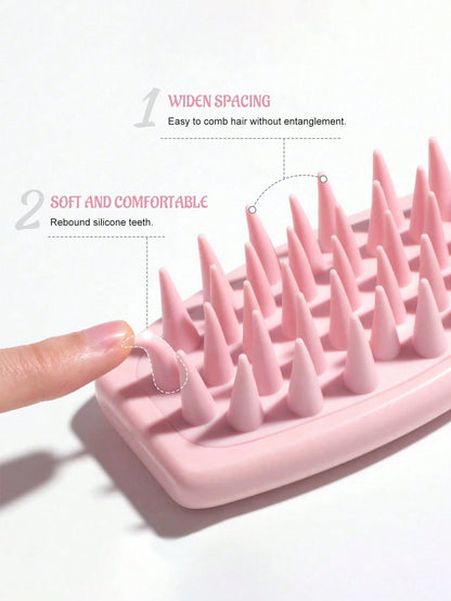1pc Scalp Massager Shampoo Brush, Long Handle Silicone Hair Brush, For Hair Growth & Dandruff Removal, Suitable For Home Use, Hair Brush, Comb, Hairdressing Tools, Hairdressing Products And Accessorie