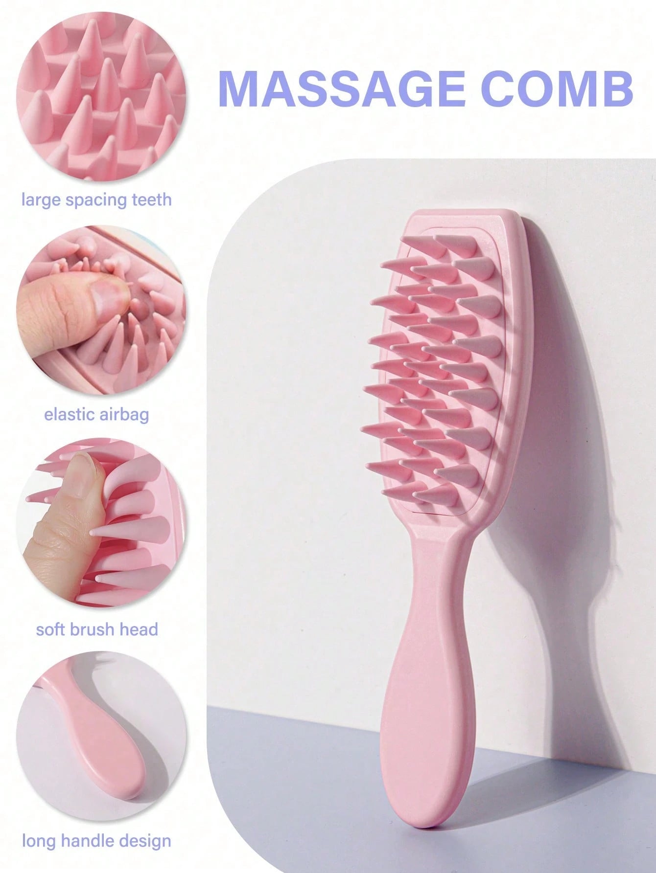 1pc Scalp Massager Shampoo Brush, Long Handle Silicone Hair Brush, For Hair Growth & Dandruff Removal, Suitable For Home Use, Hair Brush, Comb, Hairdressing Tools, Hairdressing Products And Accessorie