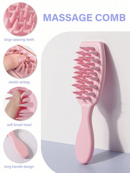 1pc Scalp Massager Shampoo Brush, Long Handle Silicone Hair Brush, For Hair Growth & Dandruff Removal, Suitable For Home Use, Hair Brush, Comb, Hairdressing Tools, Hairdressing Products And Accessorie