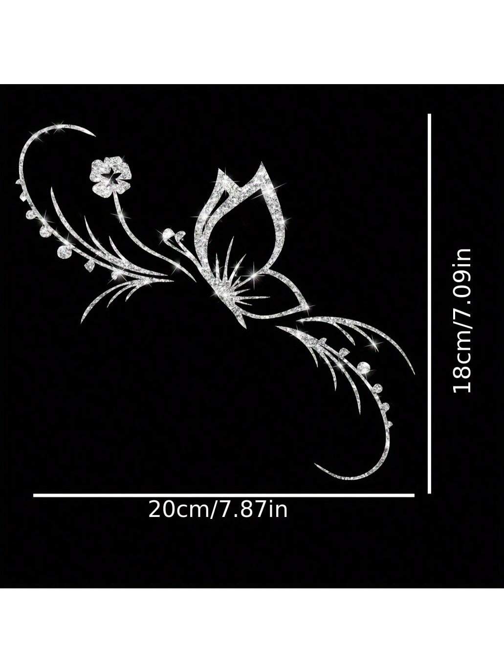 1pc Shiny Butterfly & Floral Reflective Car Sticker- Vinyl Material, Self-Adhesive, Suitable For Car Windows, Motorcycles And Laptops