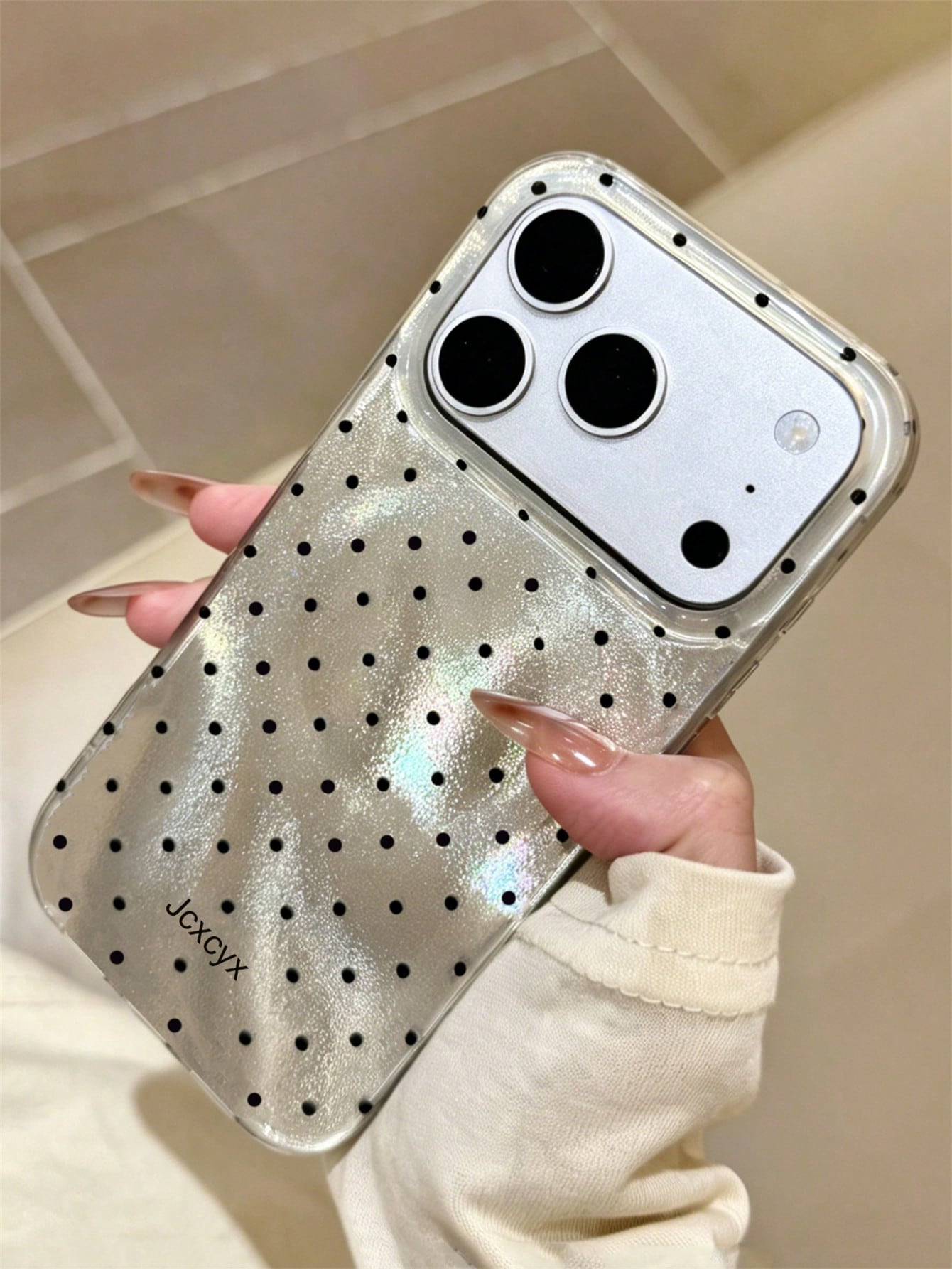 1pc Shiny Sequin Asymmetrical Water Ripple Glossy IMD Phone Case, Compatible With IPhone 17 Pro Max 17 Pro 16 Pro Max 15 Pro Max 14 Pro Max 13 Pro Max 16 15 14 Plus 13 12 Pro 11, Cute Pink Glossy Soft