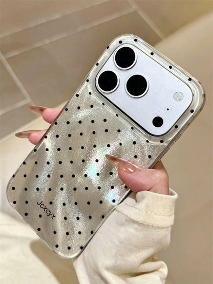 1pc Shiny Sequin Asymmetrical Water Ripple Glossy IMD Phone Case, Compatible With IPhone 17 Pro Max 17 Pro 16 Pro Max 15 Pro Max 14 Pro Max 13 Pro Max 16 15 14 Plus 13 12 Pro 11, Cute Pink Glossy Soft