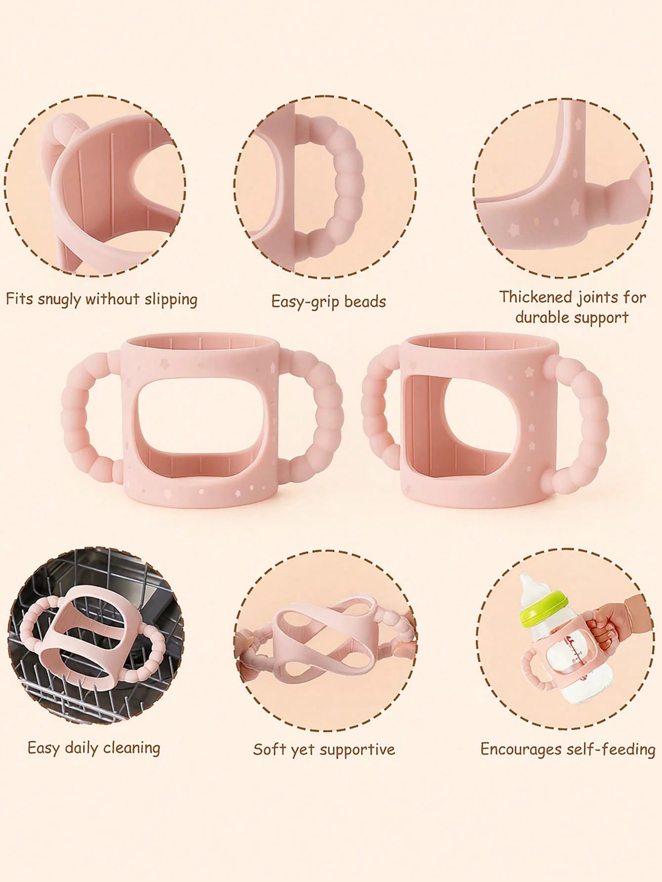 1pc Silicone Baby Bottle Handle, Easy Grip Detachable Handle Suitable For Bottles To Training Cups, Universal