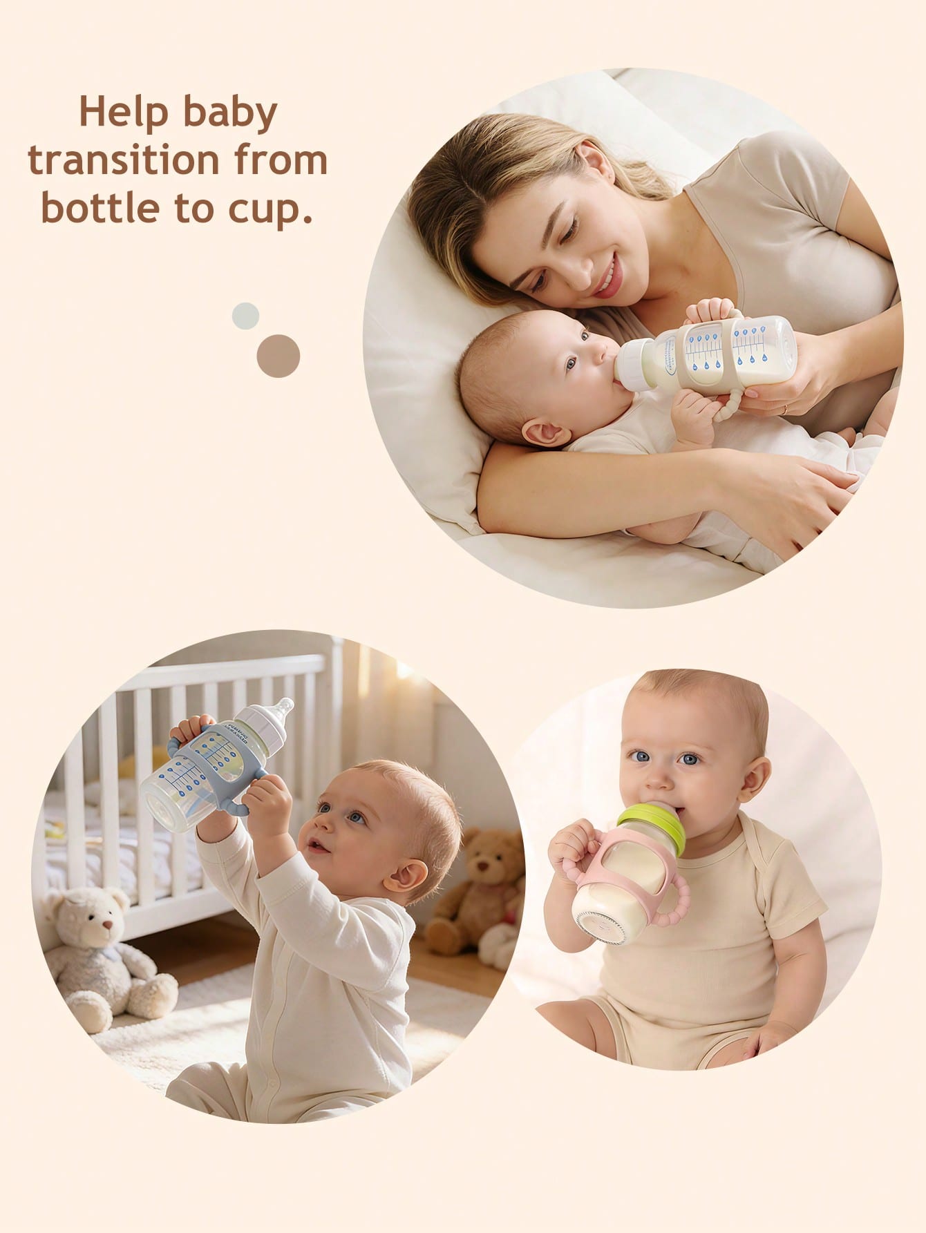 1pc Silicone Baby Bottle Handle, Easy Grip Detachable Handle Suitable For Bottles To Training Cups, Universal