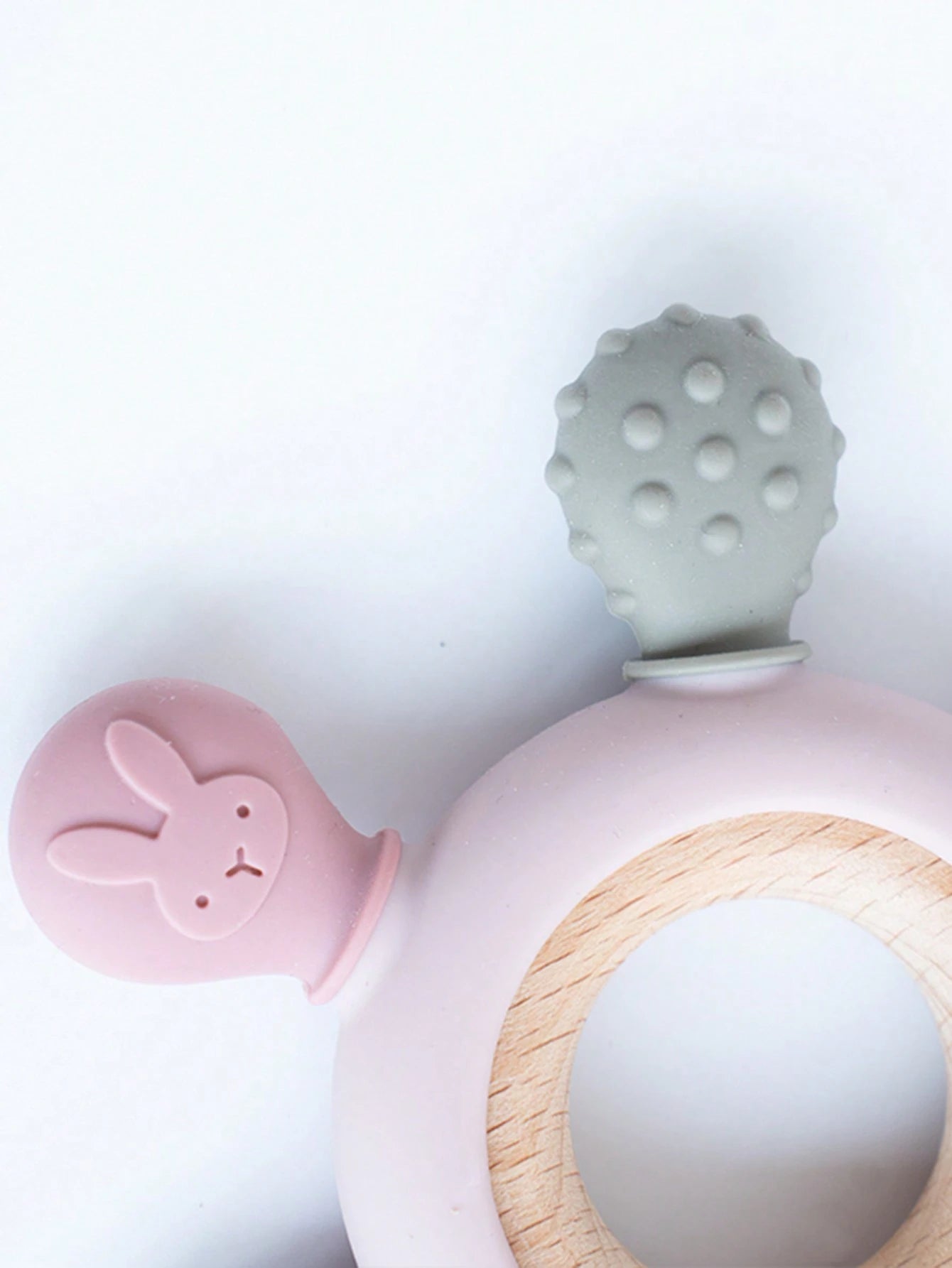 1PC Silicone Baby Teethers Rudder Shape Wooden Teether Ring Touch Training Newborn Chew Toy Children's Dental Care Teething Toys