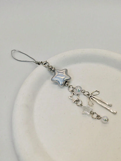 1pc Silver Star Phone Case Chain, Cute Star Pendant Keychain, Phone Lanyard, Key Ring, Personalized Charm Wristband, Girl Phone Accessory