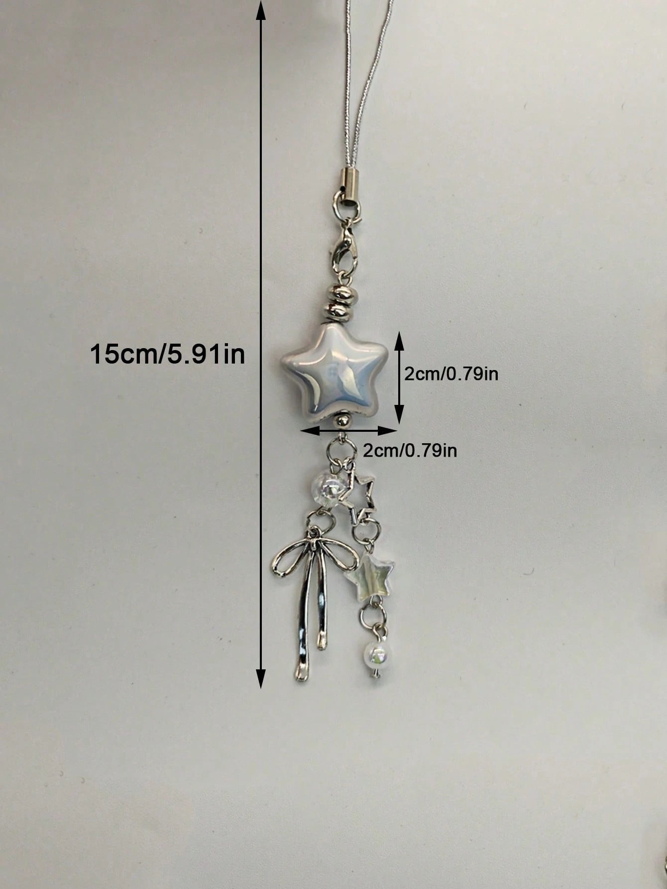 1pc Silver Star Phone Case Chain, Cute Star Pendant Keychain, Phone Lanyard, Key Ring, Personalized Charm Wristband, Girl Phone Accessory