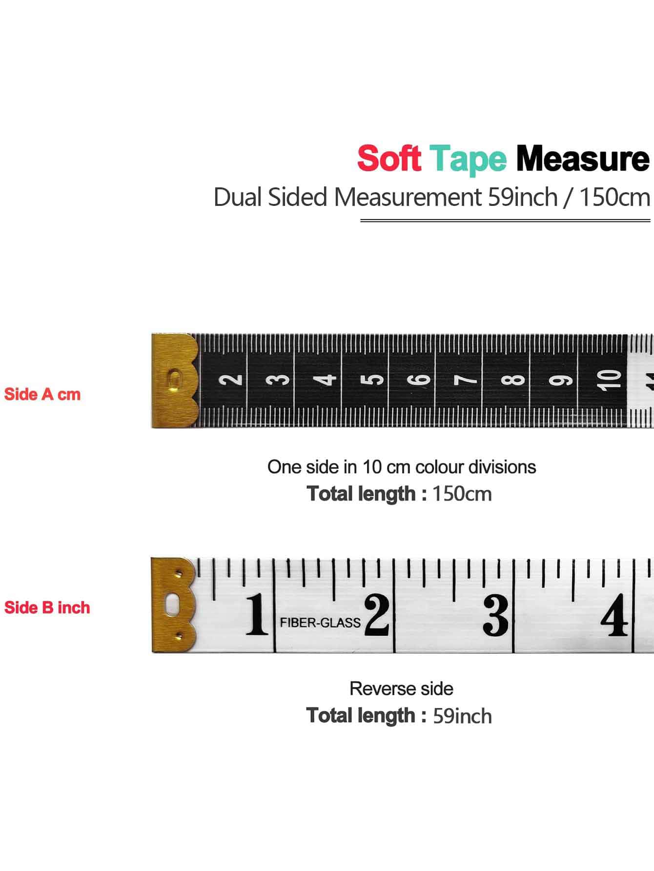 1pc Simple Tape Measure, 150cm PVC Double Sided Soft Body Sewing Scale Ruler For Daily