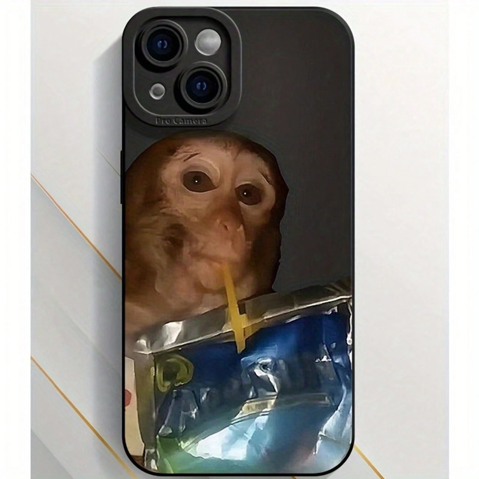 1pc [Sipping Caprisun Phone Case Fun] Monkey Sipping Caprisun Phone Case, Fall And Shockproof Phone Case In Summer, Full Side Protection For IPhone 15/14/13/12/11 Pro Max Phone CaseSuitable For IPhone