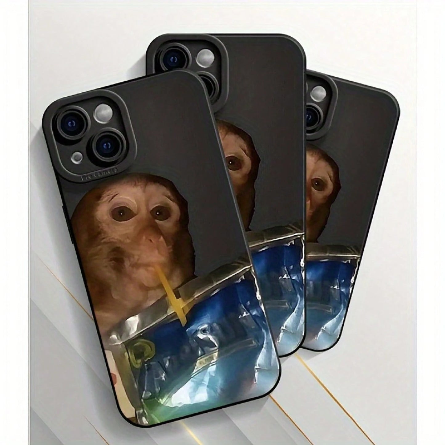 1pc [Sipping Caprisun Phone Case Fun] Monkey Sipping Caprisun Phone Case, Fall And Shockproof Phone Case In Summer, Full Side Protection For IPhone 15/14/13/12/11 Pro Max Phone CaseSuitable For IPhone