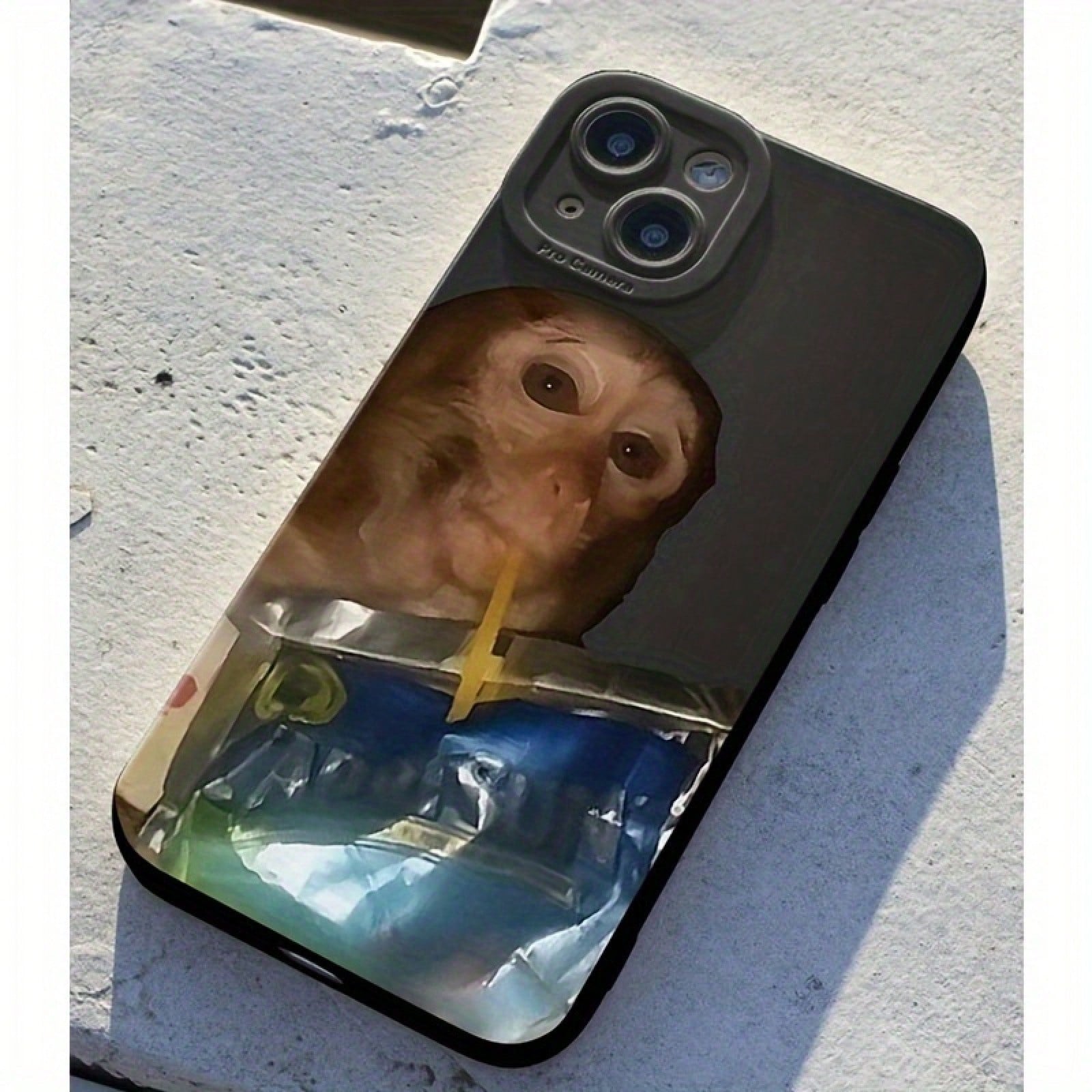 1pc [Sipping Caprisun Phone Case Fun] Monkey Sipping Caprisun Phone Case, Fall And Shockproof Phone Case In Summer, Full Side Protection For IPhone 15/14/13/12/11 Pro Max Phone CaseSuitable For IPhone