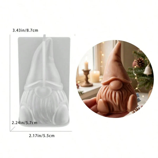 1pc Sitting Gnome Silicone Mold, Christmas Faceless Santa Claus Aromatherapy Candle Mold, Perfect For Holiday Decoration Making, Suitable For Plaster, Resin, Candle Making, Gift Making, Reusable