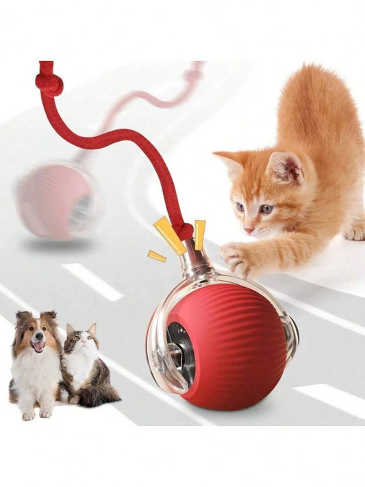 1pc Smart Interactive Ball, Suitable For Dog & Cat Owners, 360° Intelligent Self-Moving Ball, Pet Entertainment Product, Ideal Gift For Dog/Cat Lovers, Comes With Rope And Bouncing Ball