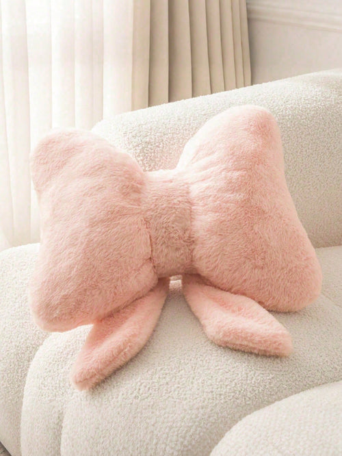 1pc Soft Plush Bow Cushion Decorative Pillow, Cute Bow Plush Throw Pillow For Sofa Bed, Bedroom Living Room Decor, Pillow Case, Women's Gift, Outdoor Garden Cushion, Thanksgiving Halloween