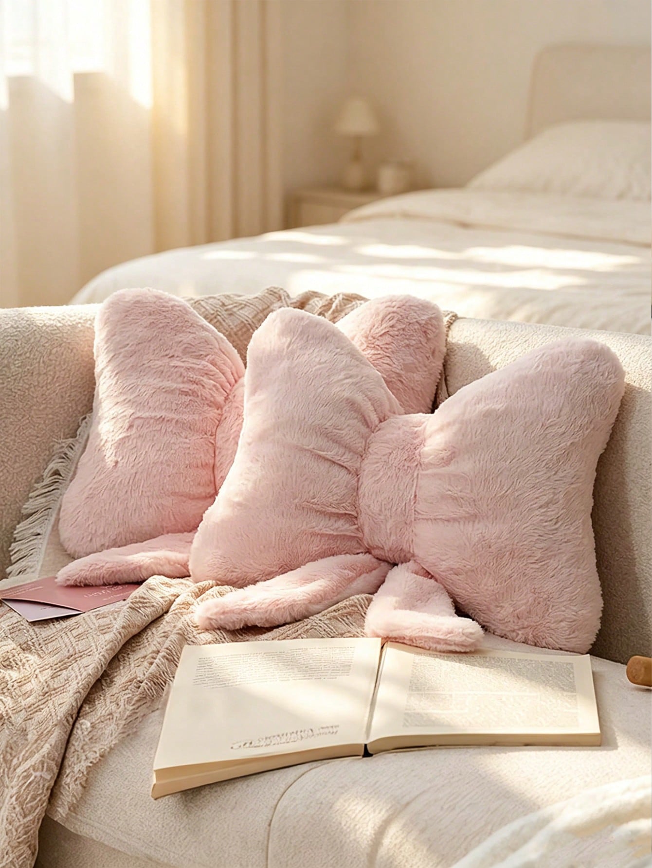 1pc Soft Plush Bow Cushion Decorative Pillow, Cute Bow Plush Throw Pillow For Sofa Bed, Bedroom Living Room Decor, Pillow Case, Women's Gift, Outdoor Garden Cushion, Thanksgiving Halloween
