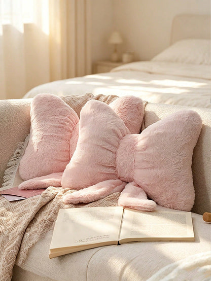 1pc Soft Plush Bow Cushion Decorative Pillow, Cute Bow Plush Throw Pillow For Sofa Bed, Bedroom Living Room Decor, Pillow Case, Women's Gift, Outdoor Garden Cushion, Thanksgiving Halloween