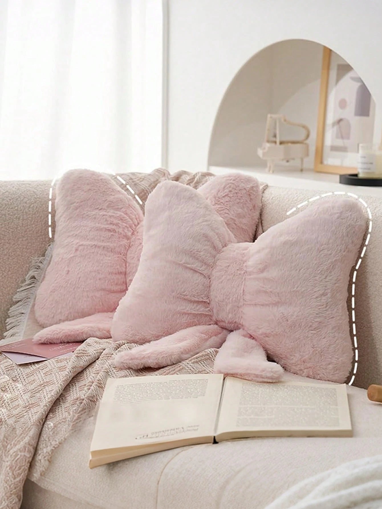 1pc Soft Plush Bow Cushion Decorative Pillow, Cute Bow Plush Throw Pillow For Sofa Bed, Bedroom Living Room Decor, Pillow Case, Women's Gift, Outdoor Garden Cushion, Thanksgiving Halloween