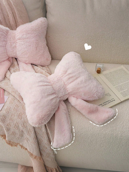 1pc Soft Plush Bow Cushion Decorative Pillow, Cute Bow Plush Throw Pillow For Sofa Bed, Bedroom Living Room Decor, Pillow Case, Women's Gift, Outdoor Garden Cushion, Thanksgiving Halloween