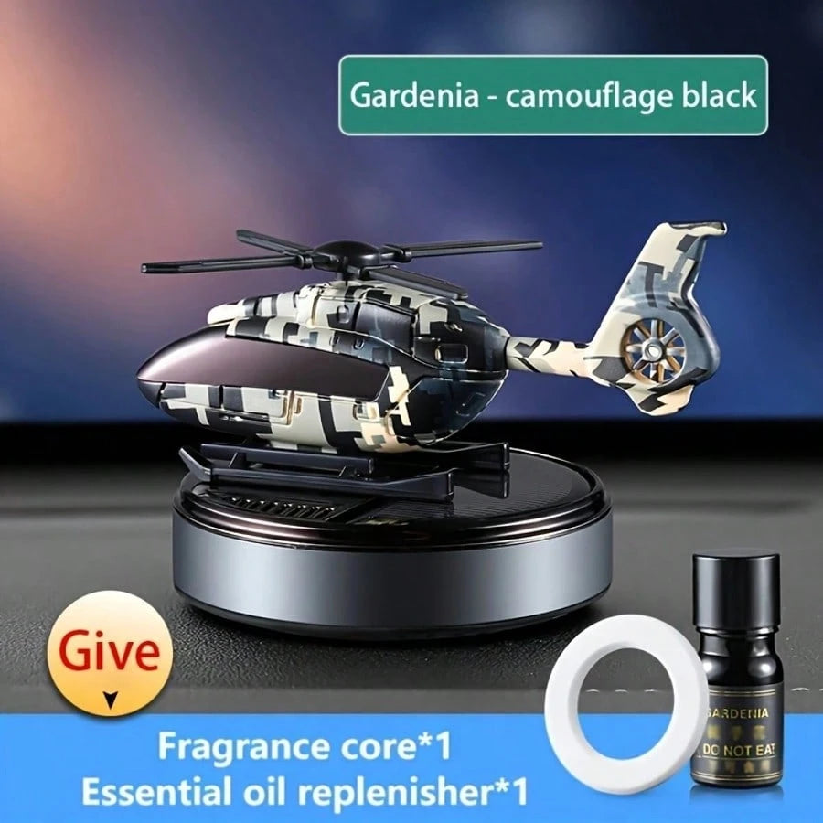 1pc Solar Powered Rotating Helicopter Car Decoration Air Freshener