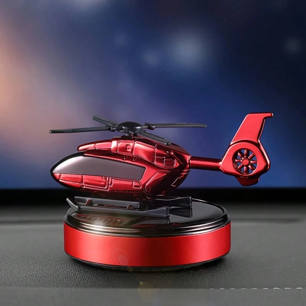 1pc Solar Powered Rotating Helicopter Car Decoration Air Freshener