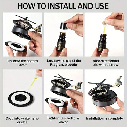 1pc Solar Powered Rotating Helicopter Car Decoration Air Freshener