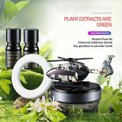 1pc Solar Powered Rotating Helicopter Car Decoration Air Freshener