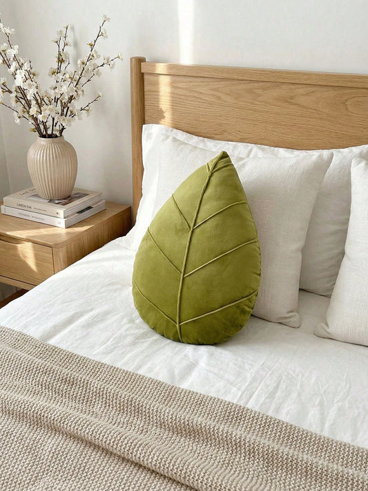 1pc Solid Color Leaf Decorative Throw Pillow, Suitable For Living Room Sofa, Bedroom Headboard, Cushion