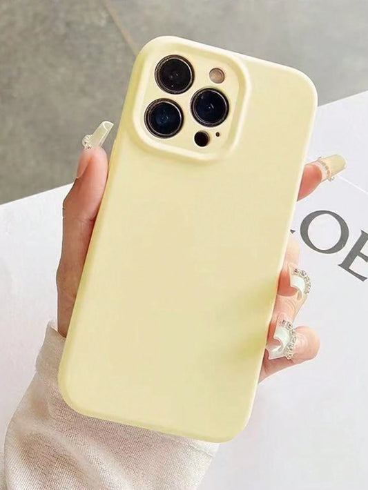 1pc Solid Color Silicone Lens Protection Phone Case Compatible With Apple 17 Pro Max, 17 Pro, 17 Air, 16, 15, 14, 13, 12 Pro Max, 11, Candy Color Full Coverage Protective Cover