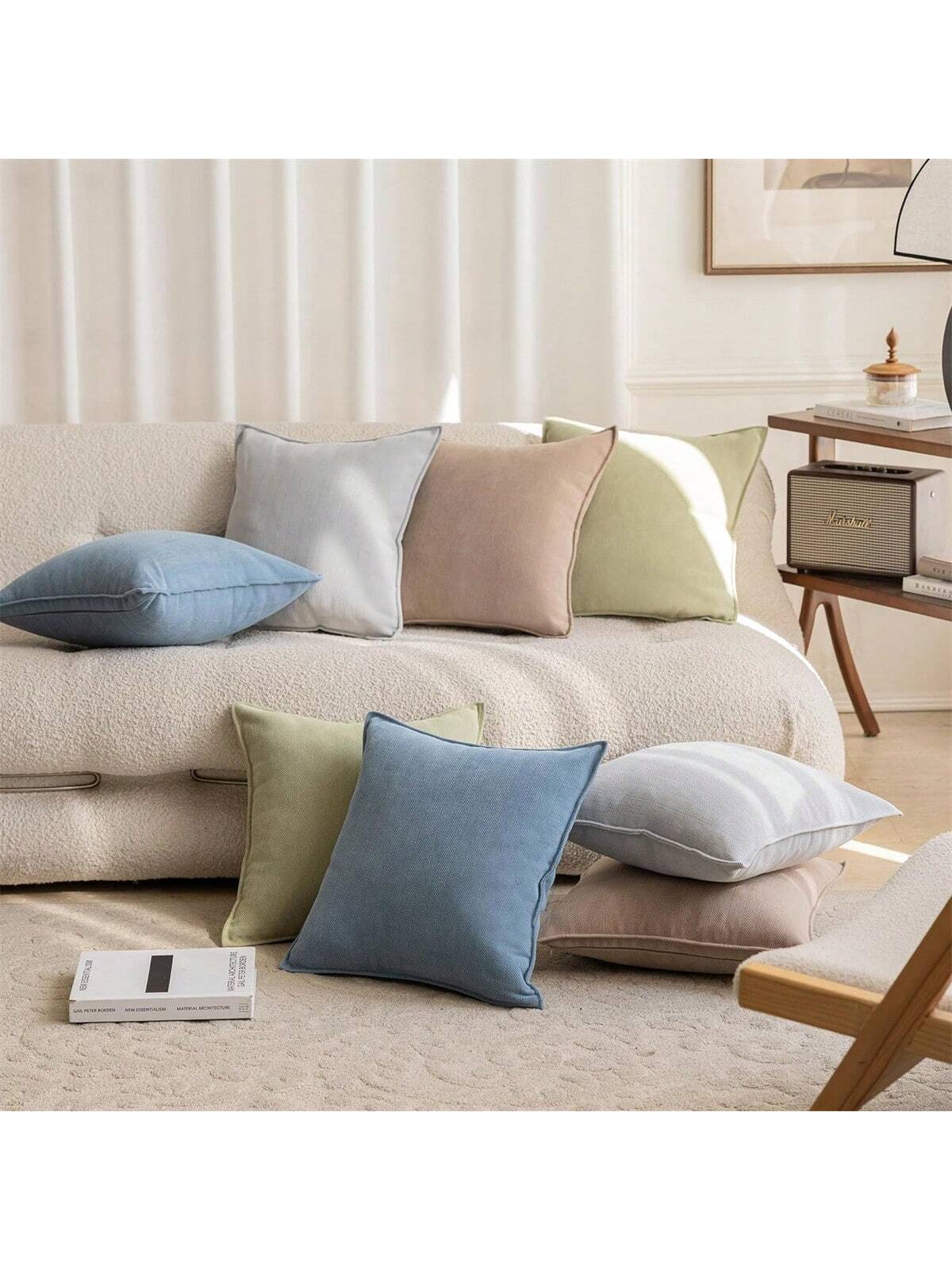 1pc Solid Colored Chenille Farmhouse Pillow Cover