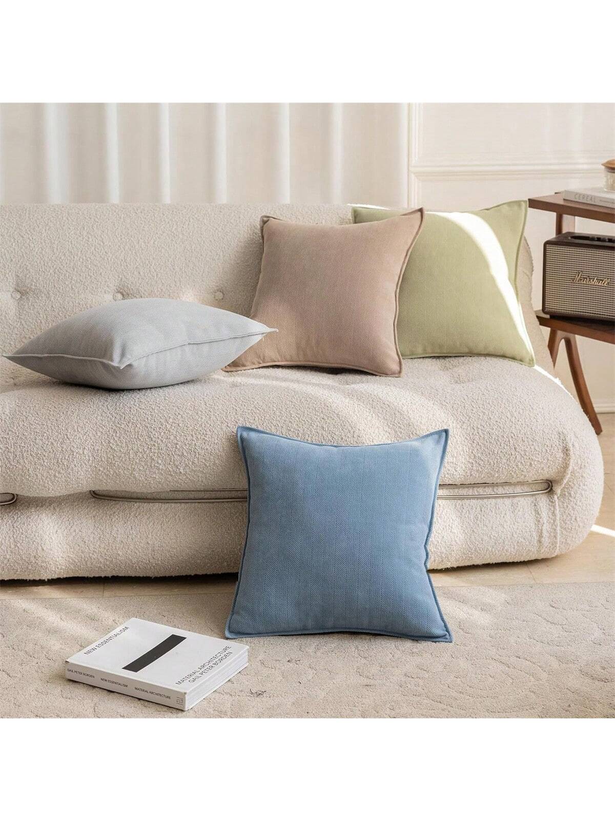 1pc Solid Colored Chenille Farmhouse Pillow Cover