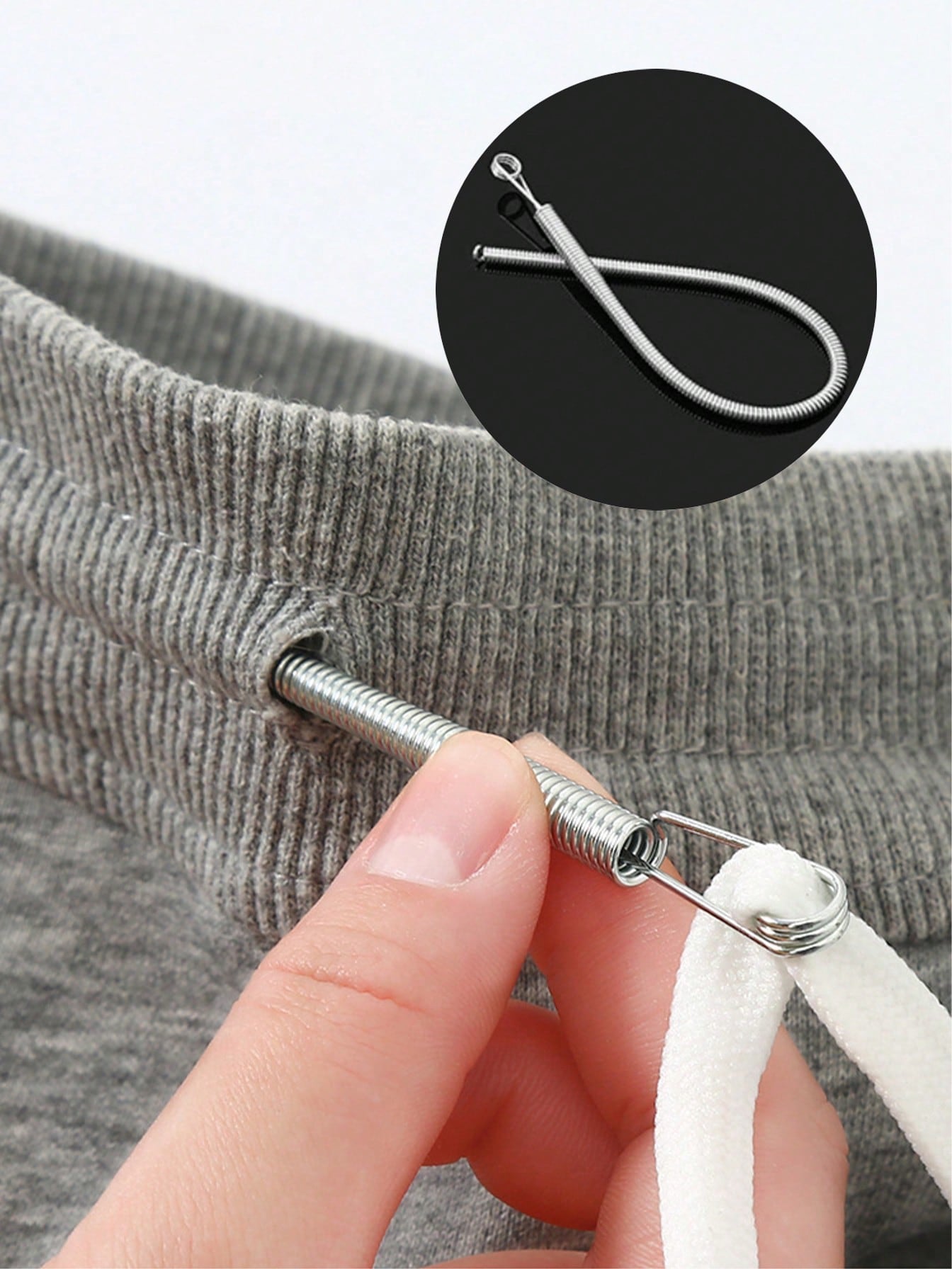 1pc Spring-Loaded Flexible Drawstring Replacement Tool| 2-In-1 Elastic Band Inserter For Pants, Hoodies & Skirts| Home Essentials Kit With Waistband Stringer, No-Sew DIY Helper| Christmas Gift For