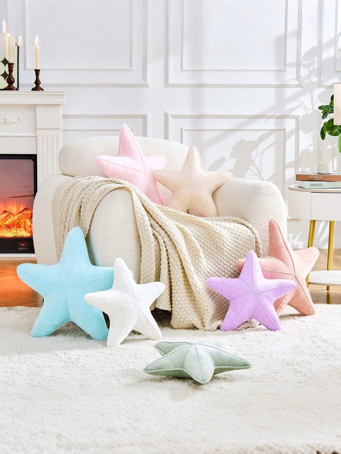 1pc Starfish Shaped Pillow, Cute Star Design, Soft Velvet Ocean Style, Aesthetic Home Decor, Beach Cushion, Pillow Cover, Seat Cushion, Dorm Bedroom Decoration, Living Room Decoration, Fall Thanksgivi