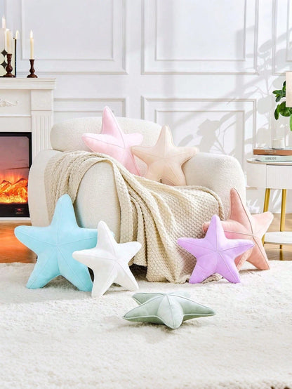 1pc Starfish Shaped Pillow, Cute Star Design, Soft Velvet Ocean Style, Aesthetic Home Decor, Beach Cushion, Pillow Cover, Seat Cushion, Dorm Bedroom Decoration, Living Room Decoration, Fall Thanksgivi