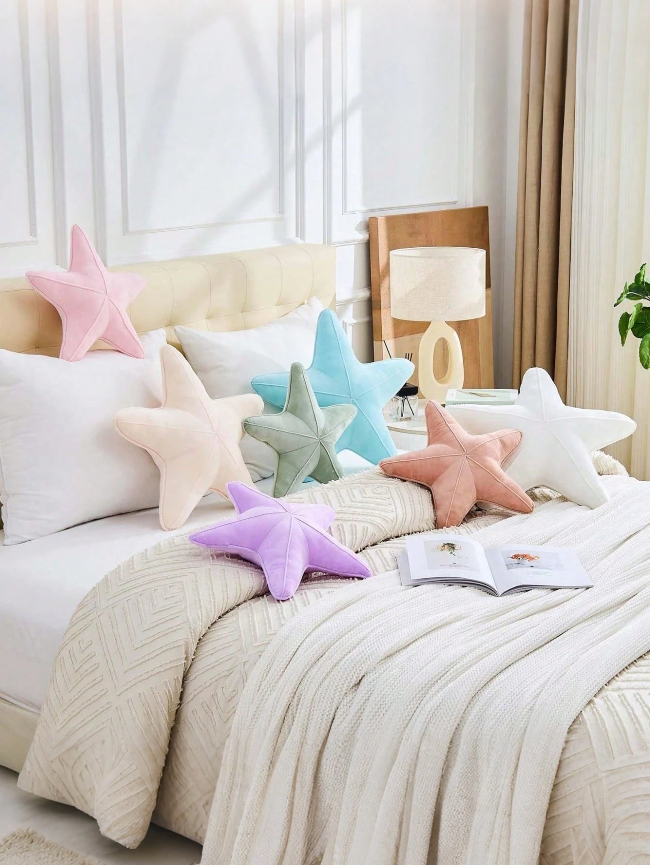 1pc Starfish Shaped Pillow, Cute Star Design, Soft Velvet Ocean Style, Aesthetic Home Decor, Beach Cushion, Pillow Cover, Seat Cushion, Dorm Bedroom Decoration, Living Room Decoration, Fall Thanksgivi