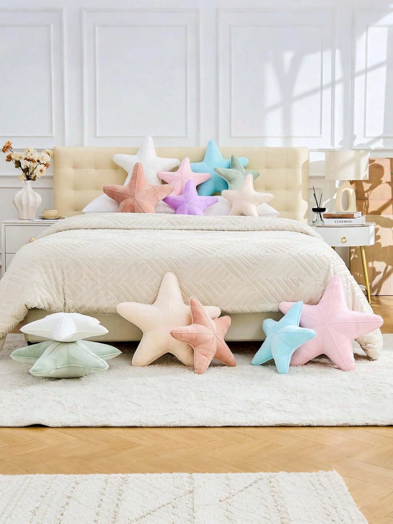 1pc Starfish Shaped Pillow, Cute Star Design, Soft Velvet Ocean Style, Aesthetic Home Decor, Beach Cushion, Pillow Cover, Seat Cushion, Dorm Bedroom Decoration, Living Room Decoration, Fall Thanksgivi
