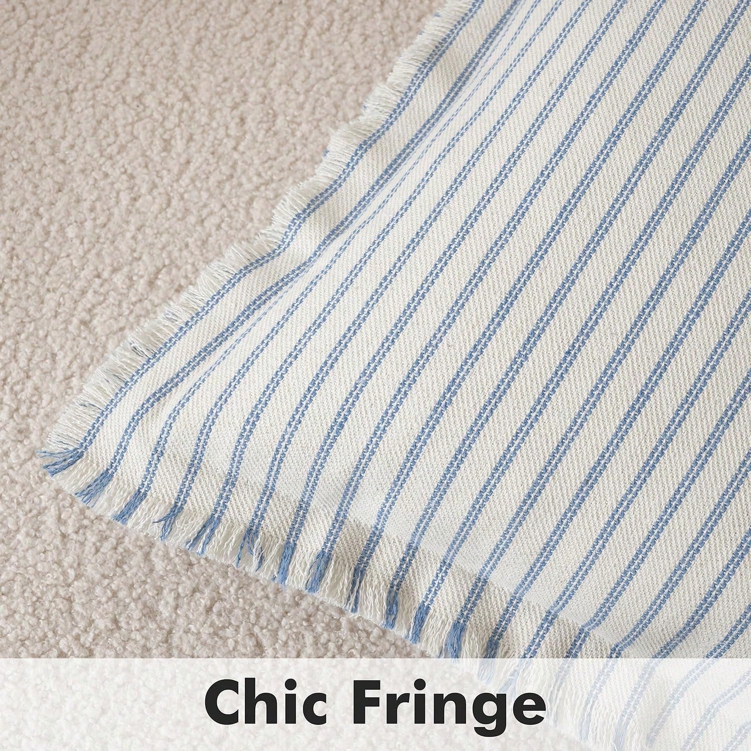 1pc Striped Tassel Throw Pillow Cover, Home Style Cushion Cover With Tassel Decor, Neutral Bohemian Style Decorative Square Pillowcase For Sofa, Sofa Bed, Bed, Etc.