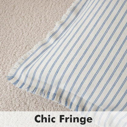 1pc Striped Tassel Throw Pillow Cover, Home Style Cushion Cover With Tassel Decor, Neutral Bohemian Style Decorative Square Pillowcase For Sofa, Sofa Bed, Bed, Etc.