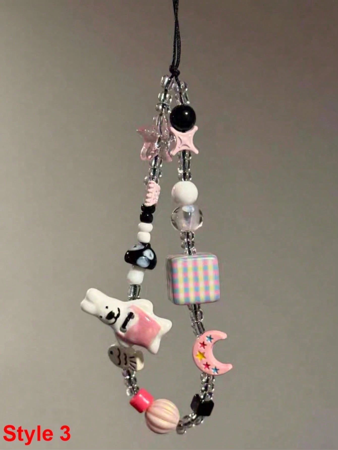 1pc Summer Shiny Crystal Pearl Bow Bracelet, Cute Bowknot Phone Strap, Camera Lanyard, Keychain, Elegant Ceramic Pearl Bracelet, Girly Phone Lanyard, Keychain, Earphone Cord, Tulip Pearl Colorful Bead